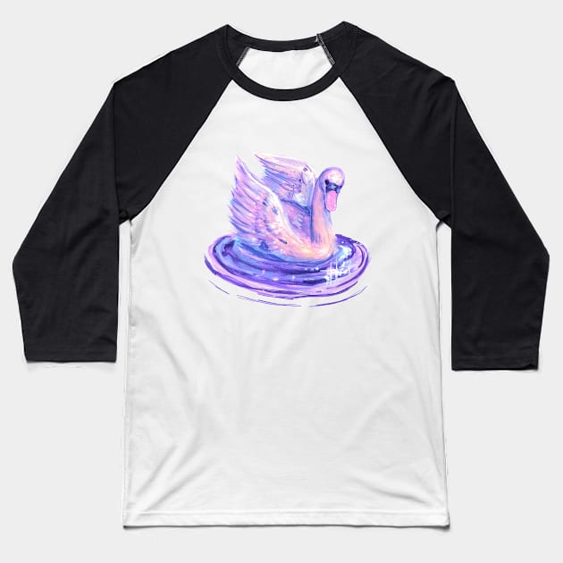 Swan Baseball T-Shirt by erinkatearcher